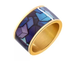 Pierścionek ze stali szlachetnej z emalią