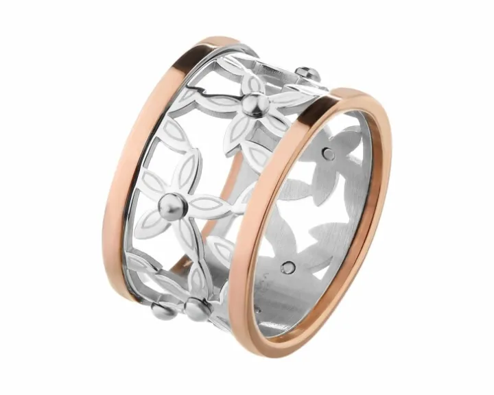 Pierścionek ze stali szlachetnej - kwiaty