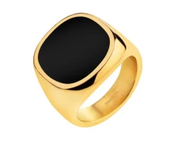 Pierścionek ze stali szlachetnej z emalią - sygnet