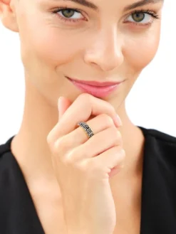 Pierścionek ze stali szlachetnej z markasytami - Eternity