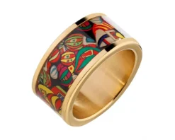 Pierścionek ze stali szlachetnej z emalią