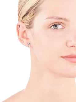 Pojedynczy kolczyk srebrny z cyrkonią - gwiazda