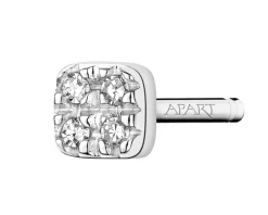 Pojedynczy kolczyk z białego złota z diamentami - kwadrat - 0,01 ct - próba 585