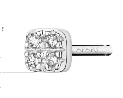 Pojedynczy kolczyk z białego złota z diamentami - kwadrat - 0,01 ct - próba 585