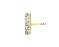 Pojedynczy kolczyk z żółtego złota z diamentami - 0,01 ct - próba 375