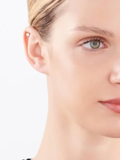 Pojedynczy kolczyk z żółtego i białego złota z diamentem - 0,01 ct - próba 375