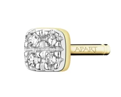 Pojedynczy kolczyk z żółtego złota z diamentami - kwadrat - 0,01 ct - próba 375