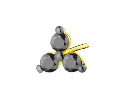 Pojedynczy kolczyk z żółtego złota z czarnymi brylantami - 0,09 ct - próba 375