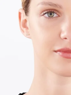 Pojedynczy kolczyk z żółtego złota z diamentem - nieskończoność - 0,003 ct - próba 375