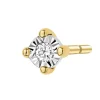 Pojedynczy kolczyk z żółtego i białego złota z brylantem - 0,01 ct - próba 585