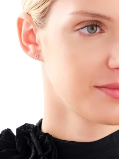 Pojedynczy kolczyk z żółtego złota z diamentami - koło - 0,02 ct - próba 375