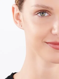 Pojedynczy kolczyk z żółtego i białego złota z brylantem - 0,01 ct - próba 375