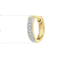 Pojedynczy kolczyk z żółtego złota z diamentami - koło - 0,02 ct - próba 585