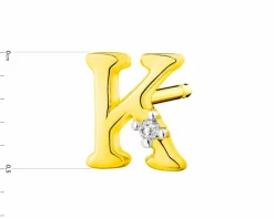 Pojedynczy kolczyk z żółtego złota z diamentem - litera K - 0,004 ct - próba 375