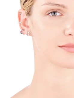 Pojedynczy srebrny kolczyk z cyrkoniami - serce