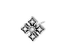 Pojedynczy srebrny kolczyk z cyrkoniami