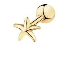 Pojedynczy złoty kolczyk do piercingu - rozgwiazda