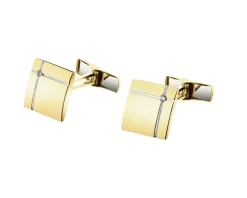 Spinki do mankietów z żółtego złota z brylantami - 0,03 ct - próba 585