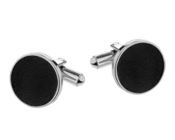 Spinki do mankietów ze stali szlachetnej i skóry