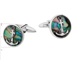 Spinki do mankietów ze stali szlachetnej i muszlą - kotwice