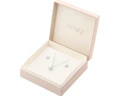 Srebrne kolczyki i naszyjnik z cyrkoniami - komplet - gwiazdy