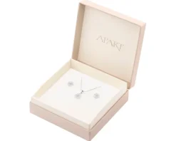 Srebrne kolczyki i zawieszka z cyrkoniami, łańcuszek - komplet - rozeta