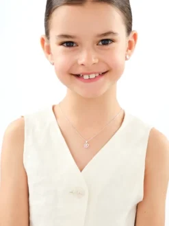 Srebrne kolczyki i zawieszka z emalią - komplet - serca, łapki