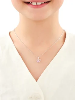 Srebrne kolczyki i zawieszka z emalią - komplet - serca, łapki