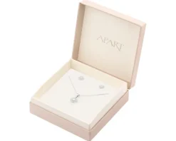 Srebrne kolczyki i zawieszka z cyrkoniami, łańcuszek - komplet