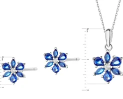Srebrne kolczyki i zawieszka z cyrkoniami - komplet - kwiaty