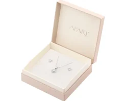 Srebrne kolczyki i zawieszka z cyrkoniami, łańcuszek - komplet - serca