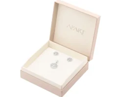 Srebrne kolczyki i zawieszka z cyrkoniami - komplet - drzewa