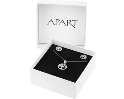 Srebrne kolczyki i zawieszka z cyrkoniami - komplet - drzewa