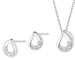 Srebrne kolczyki i zawieszka z cyrkoniami - komplet