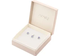 Srebrne kolczyki i zawieszka z cyrkoniami - komplet - kwadraty