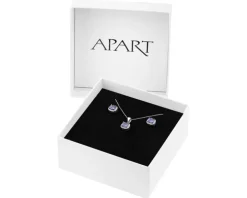 Srebrne kolczyki i zawieszka z cyrkoniami - komplet - kwadraty