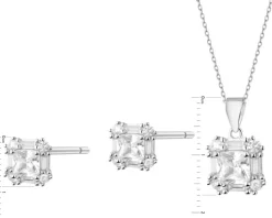 Srebrne kolczyki i zawieszka z cyrkoniami - komplet