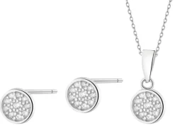 Srebrne kolczyki i zawieszka z cyrkoniami - komplet - koła