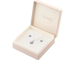 Srebrne kolczyki i zawieszka z cyrkoniami, łańcuszek - komplet - kwiaty