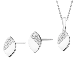 Srebrne kolczyki i zawieszka z cyrkoniami - komplet