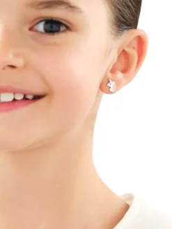 Srebrne kolczyki i zawieszka z emalią - komplet - jednorożce