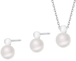 Srebrne kolczyki i zawieszka z perłami - komplet