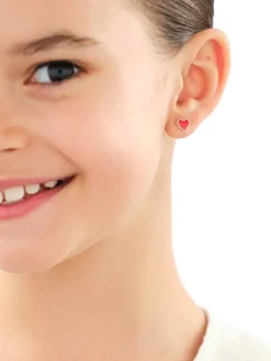 Srebrne kolczyki i zawieszka z emalią - komplet - serca