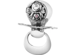 Srebrny smoczek z kryształem - aniołek, dziewczynka