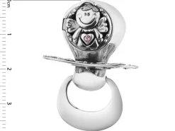 Srebrny smoczek z kryształem - aniołek, dziewczynka