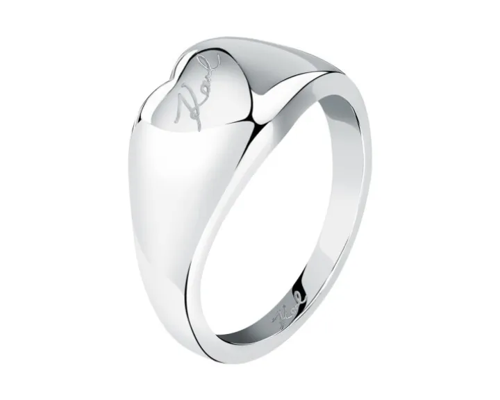 Sygnet ze stali szlachetnej - serce, logo Karl Lagerfeld