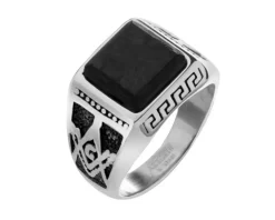 Sygnet ze stali szlachetnej z emalią