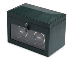 Wolf British Racing Double Watch Winder with storage Green