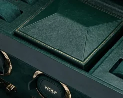 Wolf British Racing Triple Watch Winder with storage Green