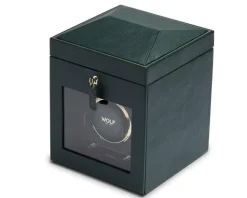 Wolf Rotomat British Racing Single Watch Winder with storage Green